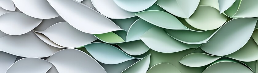 Poster - Modern 3D Leaf Design in Soft Sage Green Tones for Creative and Aesthetic Projects