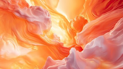 Poster - Abstract Swirling Patterns in Warm Orange and Soft White Tones