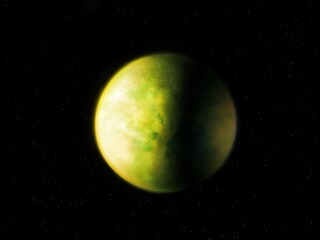 Wall Mural - exoplanet with a thick atmosphere and clouds. extrasolar planet with strong greenhouse effect. uninh