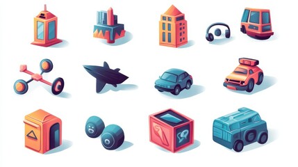 Poster - Illustrated Icon Set Isolated on a White Background illustration