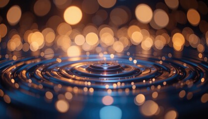 Poster - Captivating water ripples with golden bokeh abstract photography studio environment close-up view visual art concept for enhanced aesthetic appeal