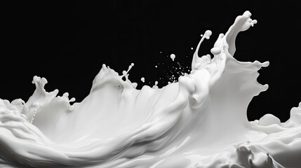 Poster - Dynamic Splash of Liquid White Paint on Black Background