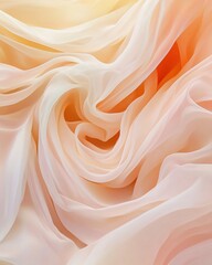 Poster - Delicate Peach and Cream Fabric Swirls Elegant Texture, Soft Drapes, Abstract Background Design