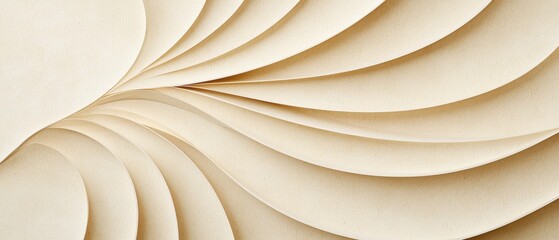 Poster - Creamy beige waves abstract art, flowing curved lines creating elegant patterns for backgrounds and textures, paper