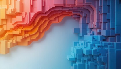 Poster - Dynamic abstract visualization of 3d shapes and colors digital art modern environment vibrant viewpoint contemporary concept for enhanced aesthetic appeal