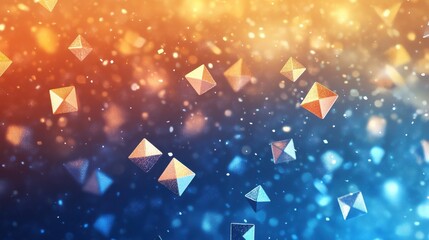 Poster - a vibrant abstract background with a gradient of blue to orange featuring diamond shapes scattered a