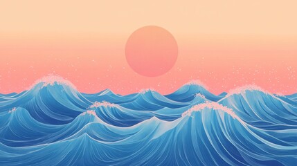 Poster - Abstract ocean wave by Vita. Touched up by hand. illustration