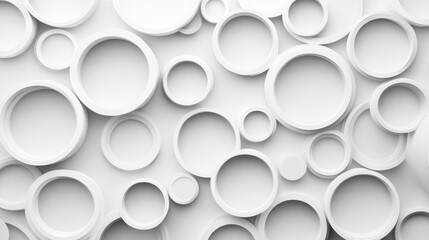 Poster - Concentric random rotated white rings or circles background wallpaper banner flat lay top view from above with copy space illustration