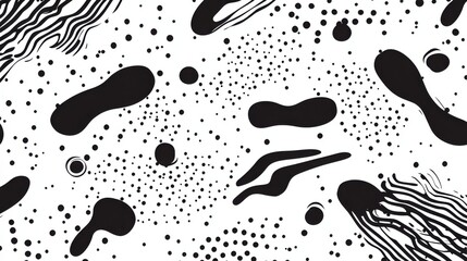 Poster - White background with black inky pattern illustration