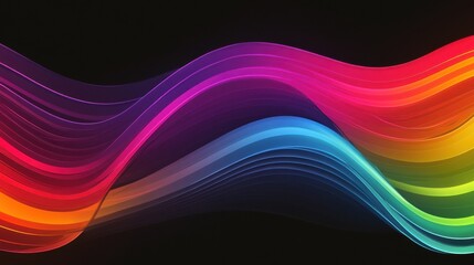 Poster - Gradient black background with wavy lines illustration