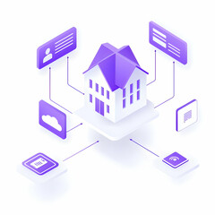 Poster - Modern Vector Artwork of House with Transparent Background and Icons