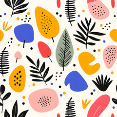 Poster - Abstract Geometric Pattern with Colorful Organic Shapes and Lines