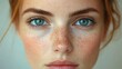 © muhammad - Close-up Woman with freckles, striking eyes, soft complexion. Focused