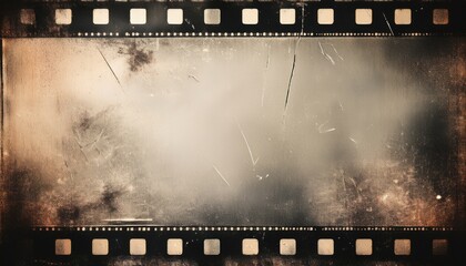 Wall Mural - vintage empty film strip frame with scratches and sepia tone for retro cinematic background, design texture or overlay

