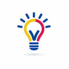 Poster - Minimalist Icon of a Lightbulb Shining Brightly on a White Background