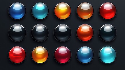 Poster - Glossy round buttons for icons illustration