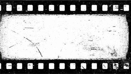 Wall Mural - vintage distressed filmstrip frame with grunge texture, black and white empty cinema border for retro movie, photography, design


