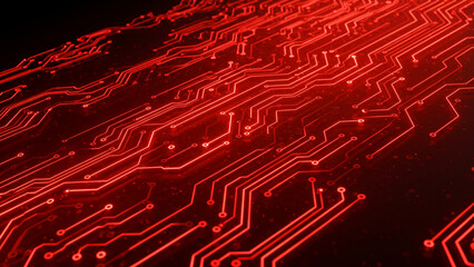 Poster - Background showcasing a concept of advanced technology with red cyber circuits