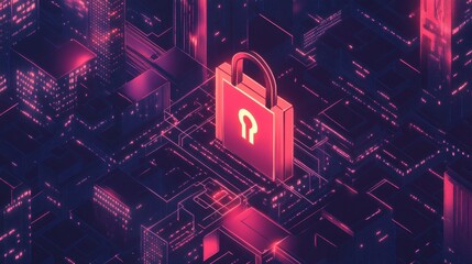 Poster - secure local networks communicate data centers protected internet connections online cybersecurity protection data illustration