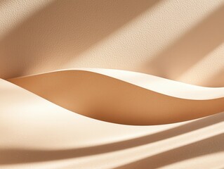 Poster - Abstract Dune Landscape with Sunlight and Shadow, Neutral Tones, Modern Background Design