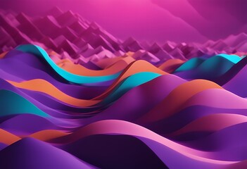 Poster - sliced paper shapes equalizer background colorful purple bright waves 3d hills abstract render layers blend art fashion creative wallpaper wave business layer concept scene craft neon curved wavy