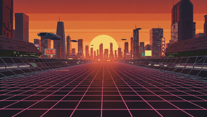 Poster - Morning Light Over a Futuristic Urban Landscape