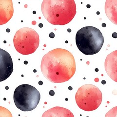 Poster - Pastel geometric shapes and polka dots come together in a freehand watercolor abstract seamless pattern, perfect for use as a background on baby-themed items such as fabric, textiles, wrapping