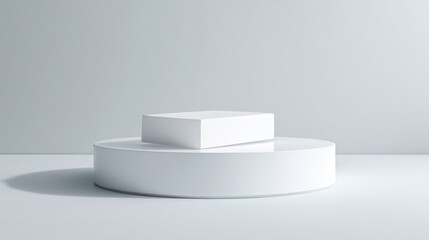 Poster - White product display podium for product showcase and presentation minimalist studio background mockup design