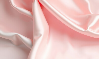Poster - Luxurious satin cloth in soft pink hues, elegantly draped to showcase its smooth texture and sheen, perfect for fashion or interior design projects
