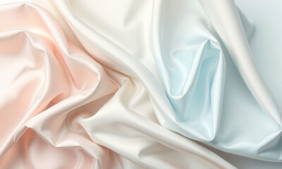 Poster - Luxurious satin cloth in soft pastel colors, featuring gentle folds and smooth texture, evokes sense of elegance and sophistication