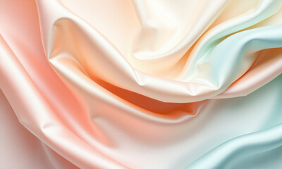 Poster - Soft satin fabric with gradient of pastel colors, creating luxurious and elegant appearance, perfect for fashion and interior design