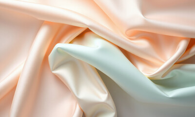 Poster - Soft satin fabric in pastel colors, showcasing elegant drapes and smooth texture, perfect for luxury designs and fashion