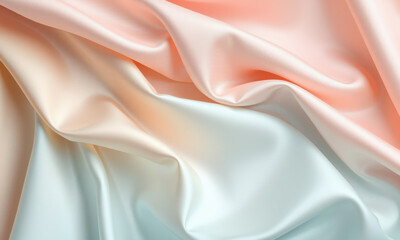 Poster - Luxurious satin cloth in soft pastel colors, showcasing smooth texture and elegant draping, perfect for fashion or interior design projects