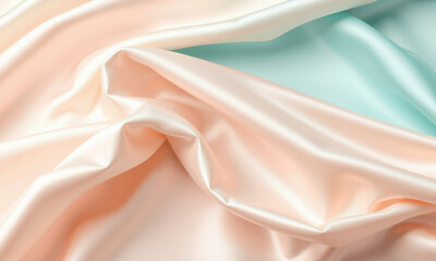Poster - Luxurious satin fabric in soft pastel colors, featuring smooth textures and elegant drapes, perfect for fashion and interior design projects