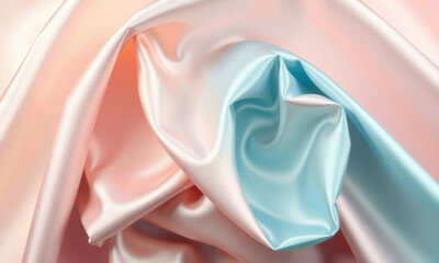 Poster - Luxurious satin fabric in soft pastel colors, featuring smooth textures and elegant draping, perfect for fashion and interior design projects