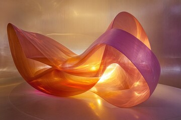 Poster - Colorful abstract sculpture illuminated by warm light in an artistic space