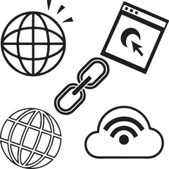 Poster - AdVector set of globe icons for web design features global symbols like earth and networkobe Illustrator Artwork