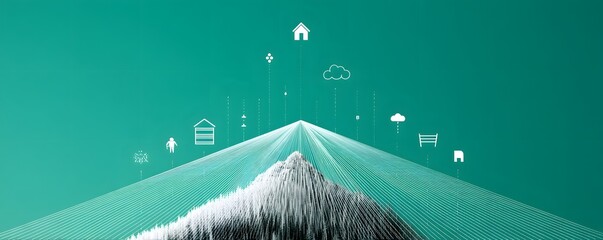 Aufkleber - digital economy powered by inclusive fintech, glowing lines connecting rural and urban areas, divers