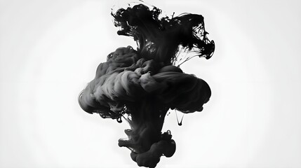 Wall Mural - Black Ink Swirl Isolated on White Background for Creative Projects