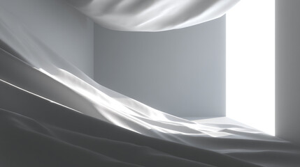 Poster - Minimalist white fabric background design for product showcase and abstract modern art concept render