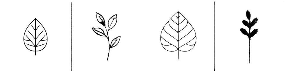 Poster - A modern illustration featuring a hand-drawn leaf icon created with a single line doodle concept