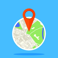 Poster - Searching place on city map, finding destination location. Geolocation tracking marker for navigation application, travel destination planning for tourism and vacation