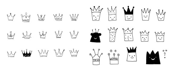 Poster - modern illustration featuring a crown logo graffiti icon with black elements isolated on a white bac