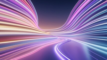 Poster - Elegant Light Trails in Soft Gradient Colors Forming a Dynamic Wave Pattern for Modern Business Solutions