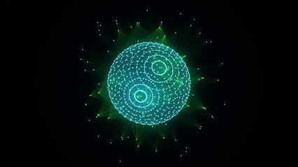 Wall Mural - futuristic sci-fi sphere in space. technology circle a network connection big data. digital ai backg