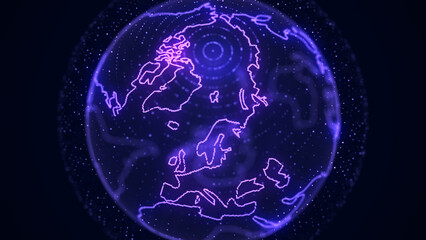 Wall Mural - virtual security planet earth managing ai. abstract network connection on digital background. techno
