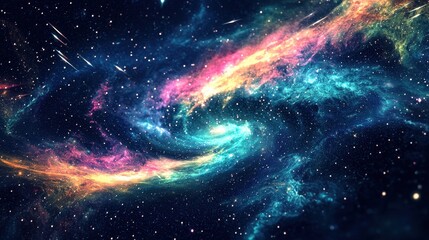 Wall Mural - colorful cosmic swirls in a mystical galaxy full of stars