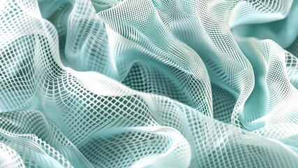Poster - Soft blue and white fabric texture reveals intricate mesh patterns that create a gentle visual flow and depth in design
