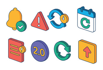 Poster - 3d notification and update icons set: alerts, sync, and calendar designs