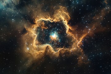 Poster - nebula with vibrant colors and stars in deep space captured from a distant location